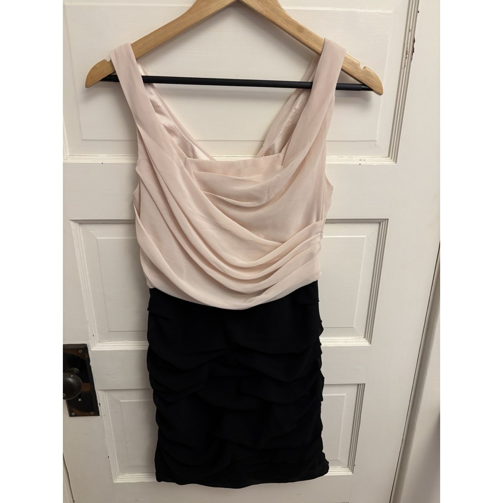 Express Design Studio Women's Pink Black Cocktail Dress Short‎ Gathered Size 4